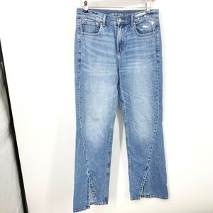 American Eagle Women Size 10 Jeans Light Wash Pants 90s Bootcut Cotton High Rise